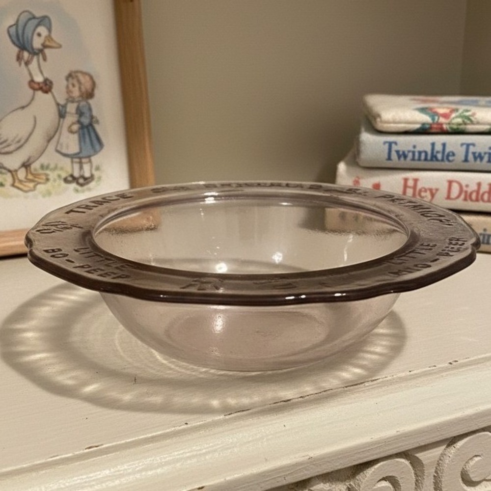 Indiana Glass Tiara Pink Mother Goose Nursery‎ Rhyme Child's Bowl, Replacement
